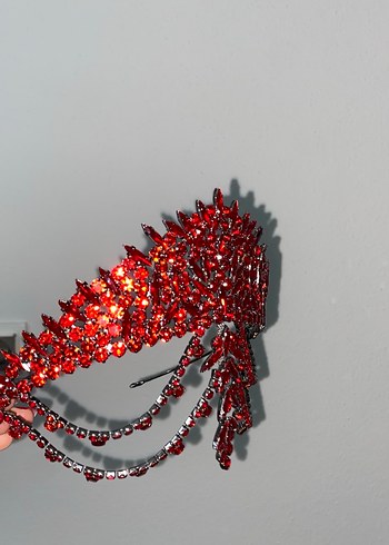 Koyu Kırmızı gelin Tacı - Görsel 3