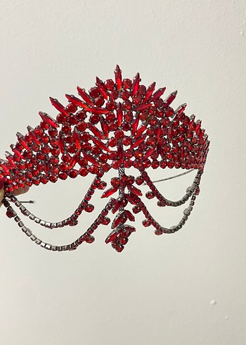 Koyu Kırmızı gelin Tacı - Görsel 2