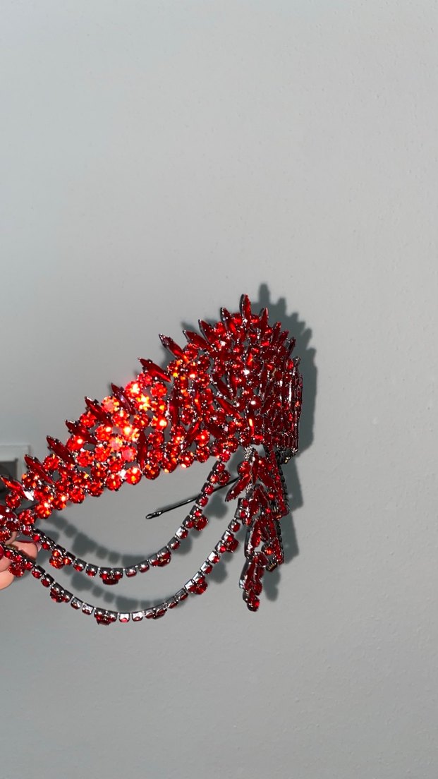 Koyu Kırmızı gelin Tacı - Görsel 3