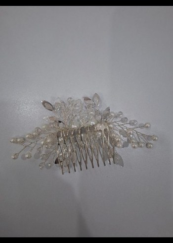 Beyaz Boncuklu Kadın Saç Tokası - Görsel 2