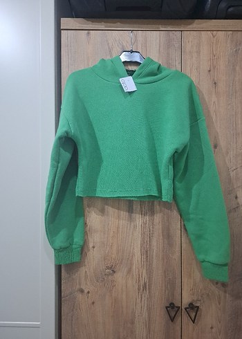 Kadın Yeşil Mini Triko Sweatshirt - Görsel 2