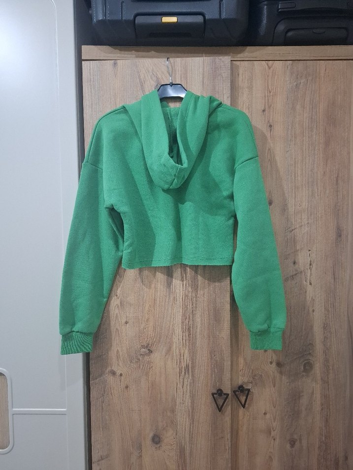 Kadın Yeşil Mini Triko Sweatshirt - Görsel 3