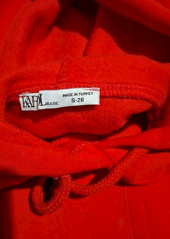 Kırmızı Kapüşonlu Oversize Kadın Sweatshirt - Görsel 4