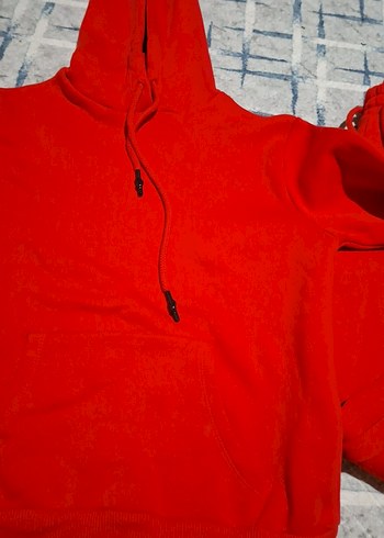 Kırmızı Kapüşonlu Oversize Kadın Sweatshirt - Görsel 3