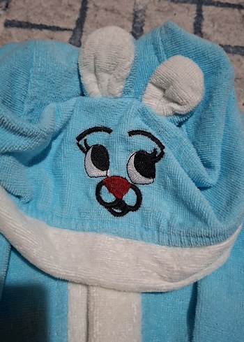 Kapüşonlu Erkek Çocuk Bornozu Mavi - Görsel 2