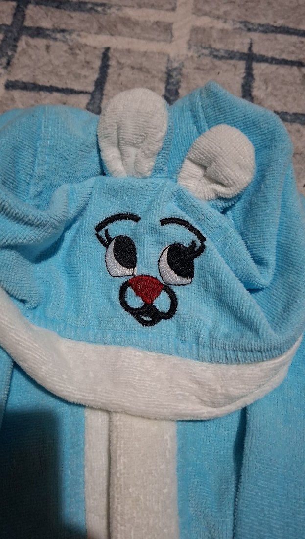 Kapüşonlu Erkek Çocuk Bornozu Mavi - Görsel 2