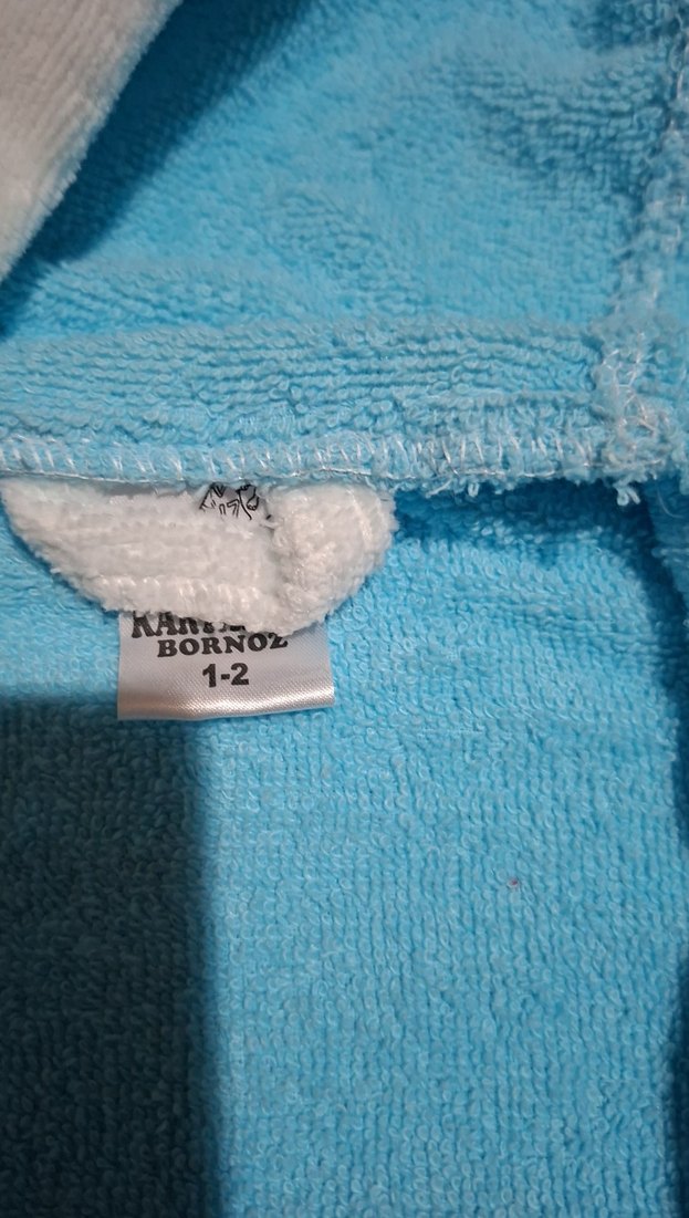 Kapüşonlu Erkek Çocuk Bornozu Mavi - Görsel 3