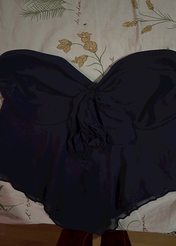 Lacivert Straplez Fırfırlı üst - Görsel 5