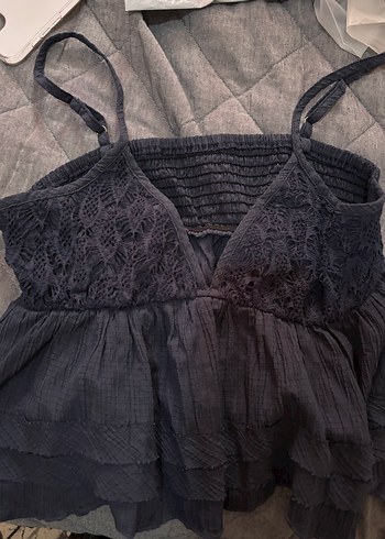 Lacivert dantel detaylı askılı ayarlanabilir şirin üst - Görsel 2