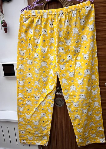 2li Renkli Bağlama Desenli Sarı Kadın Pijama Altı - Görsel 3