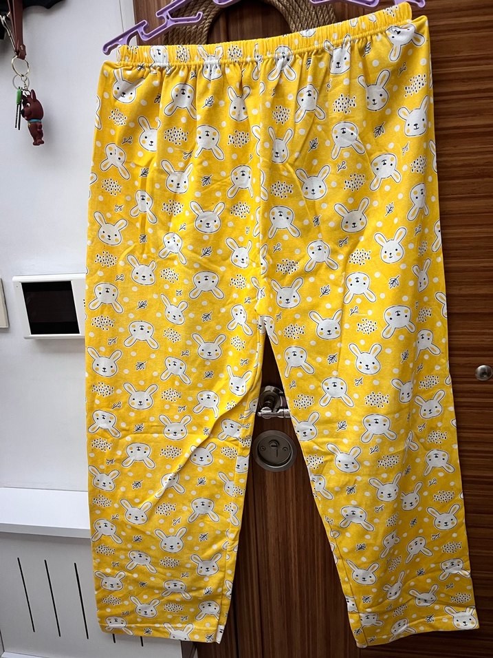 2li Renkli Bağlama Desenli Sarı Kadın Pijama Altı - Görsel 3