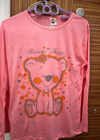 Pembe Baskılı Uzun Kollu Kadın Pijama Takımı - Görsel 3