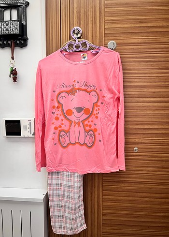 Pembe Baskılı Uzun Kollu Kadın Pijama Takımı - Görsel 2