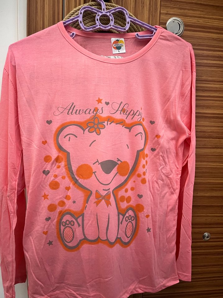 Pembe Baskılı Uzun Kollu Kadın Pijama Takımı - Görsel 3