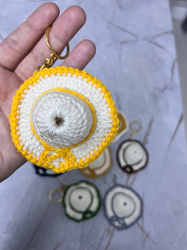 Renkli Örgü  Kadın şapka Anahtarlık - Görsel 3