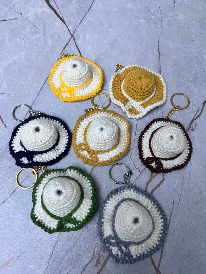 Renkli Örgü  Kadın şapka Anahtarlık - Görsel 2