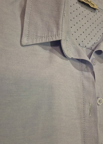 Bayan Mavi Uzun Kollu Keten Gömlek - Görsel 3