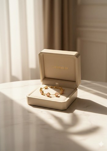 Pudra Yonca Çiçekli Boncuklu Kadın Bileklik - Görsel 2