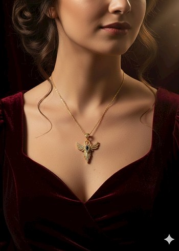 Koyu Altın Tonlu Vintage Kolye - Görsel 2