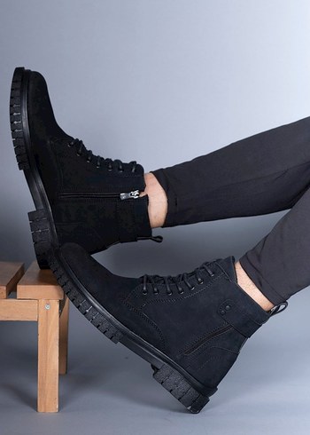 Siyah Süet Kamuflaj Desenli Bağcıklı Erkek Bot - Görsel 2