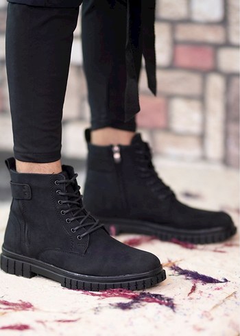 Siyah Süet Kamuflaj Desenli Bağcıklı Erkek Bot - Görsel 3