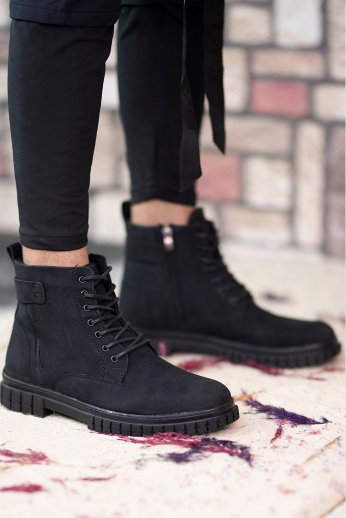 Siyah Süet Kamuflaj Desenli Bağcıklı Erkek Bot - Görsel 3