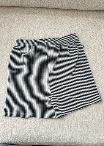 Çizgili Pamuklu  Mini Şort - Görsel 2