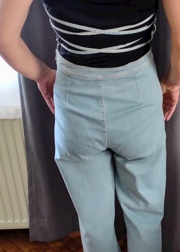 Sırt Dekolteli Kot Tulum - Görsel 8