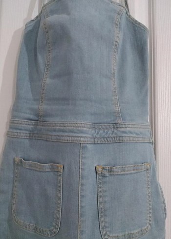 Sırt Dekolteli Kot Tulum - Görsel 7