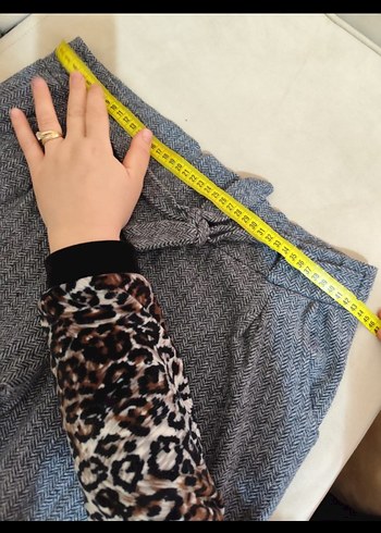 Gri Örgü Kadın Rahat Kumaş Pantolon - Görsel 5