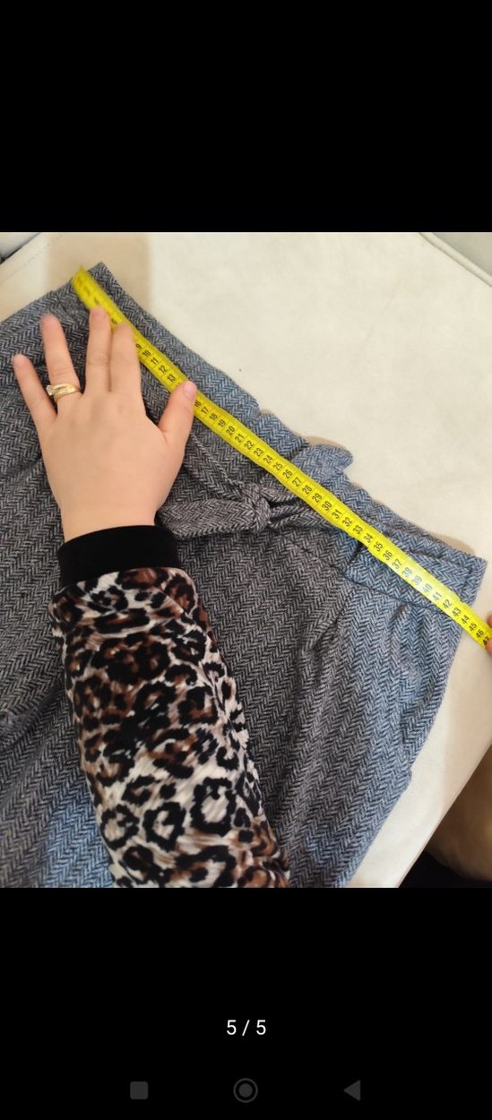 Gri Örgü Kadın Rahat Kumaş Pantolon - Görsel 5