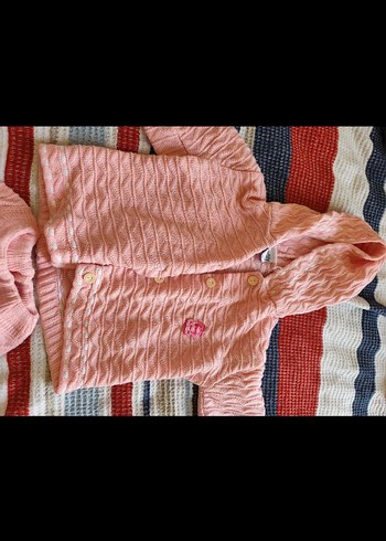 Kız Çocuk Pembe Nakışlı Triko Hırka Takım - Görsel 2