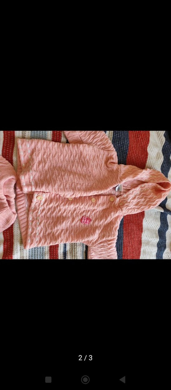 Kız Çocuk Pembe Nakışlı Triko Hırka Takım - Görsel 2