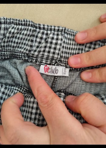 Gri Ekose Desenli  Regular Fit Kadın Kumaş Pantolon - Görsel 3