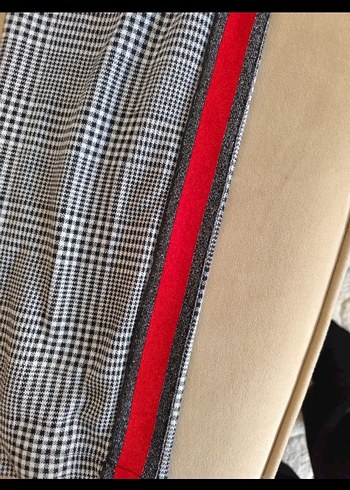 Gri Ekose Desenli  Regular Fit Kadın Kumaş Pantolon - Görsel 6