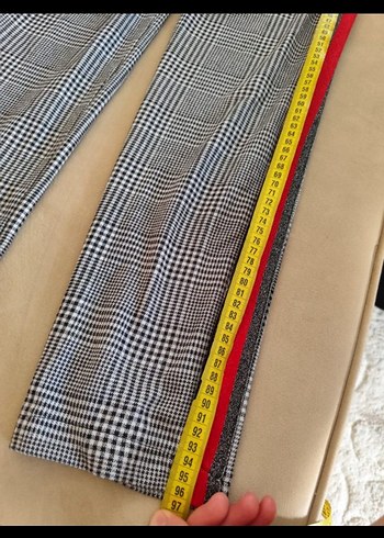 Gri Ekose Desenli  Regular Fit Kadın Kumaş Pantolon - Görsel 7