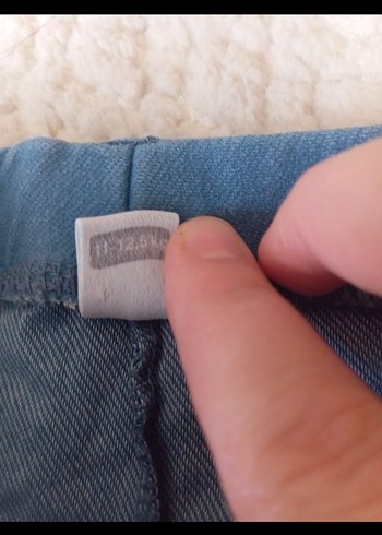 Kız Çocuk Mavi Elastik Bel Denim Pantolon - Görsel 5