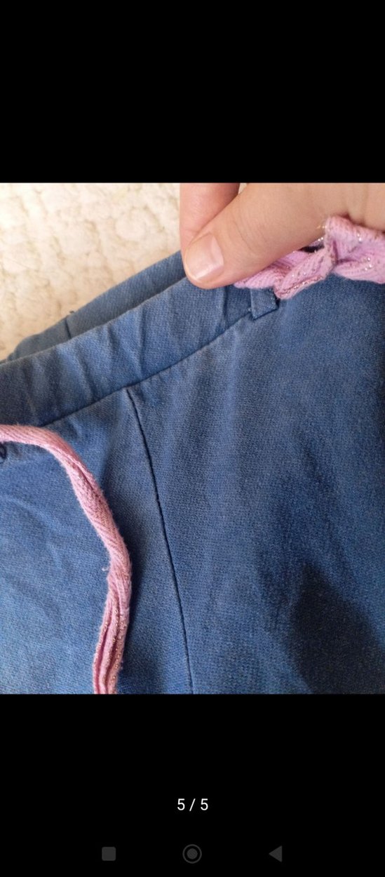 Kız Çocuk Mavi Elastik Bel Denim Pantolon - Görsel 4