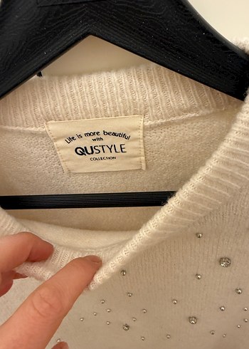 Nakışlı Bej Kadın Triko Kazak - Görsel 3