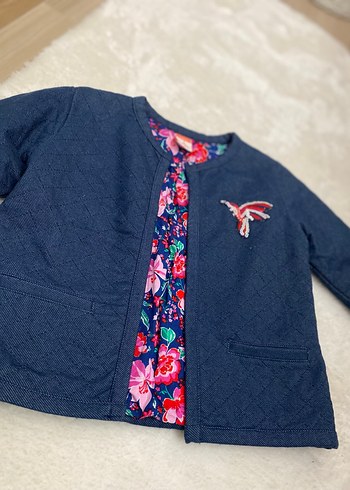Renkli Desenli Kız Çocuk Denim Bolero - Görsel 2