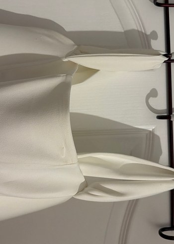 Beyaz Midi Straplez Gelinlik - Görsel 5