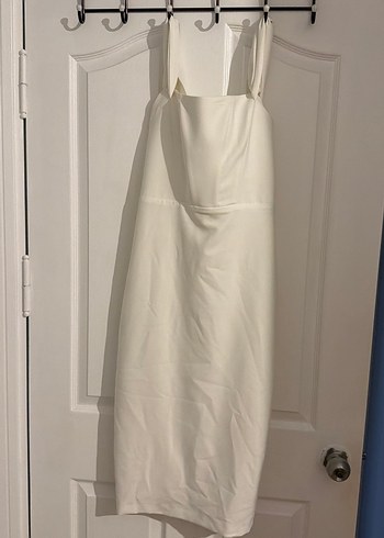 Beyaz Midi Straplez Gelinlik - Görsel 2