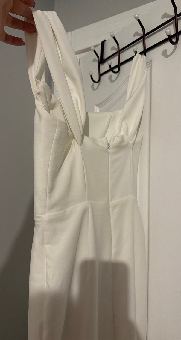 Beyaz Midi Straplez Gelinlik - Görsel 3