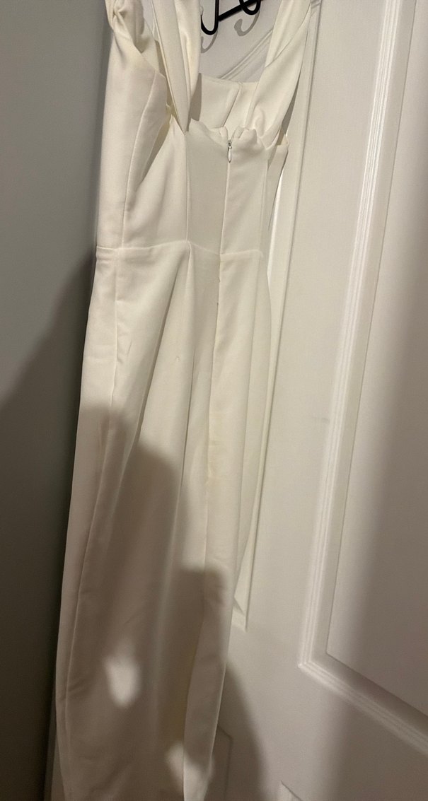 Beyaz Midi Straplez Gelinlik - Görsel 4