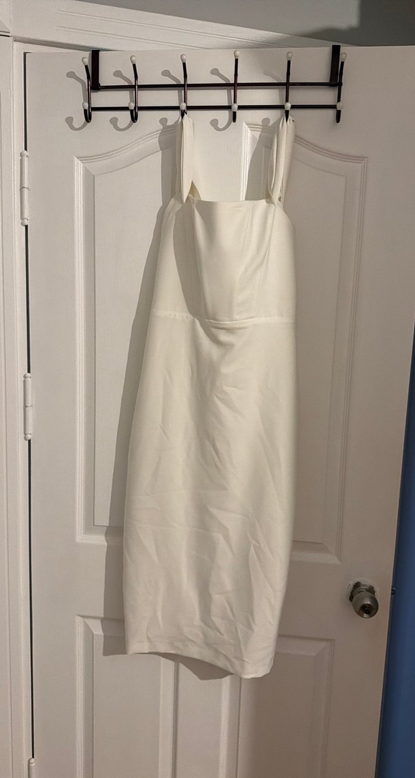 Beyaz Midi Straplez Gelinlik - Görsel 2