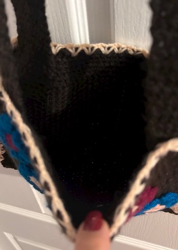 Nakışlı Çok Renkli Örgü Kadın Çantası - Görsel 6