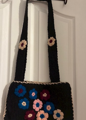 Nakışlı Çok Renkli Örgü Kadın Çantası - Görsel 8