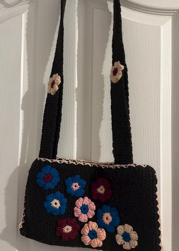 Nakışlı Çok Renkli Örgü Kadın Çantası - Görsel 2