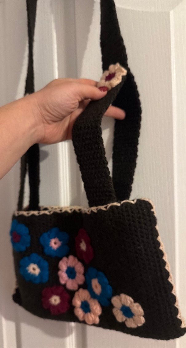 Nakışlı Çok Renkli Örgü Kadın Çantası - Görsel 5