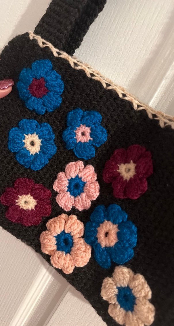 Nakışlı Çok Renkli Örgü Kadın Çantası - Görsel 4